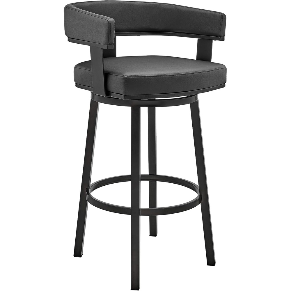 image:imageArmen Living Cohen 30 Bar Height Swivel Bar Stool in Black Finish and Black Faux Leather