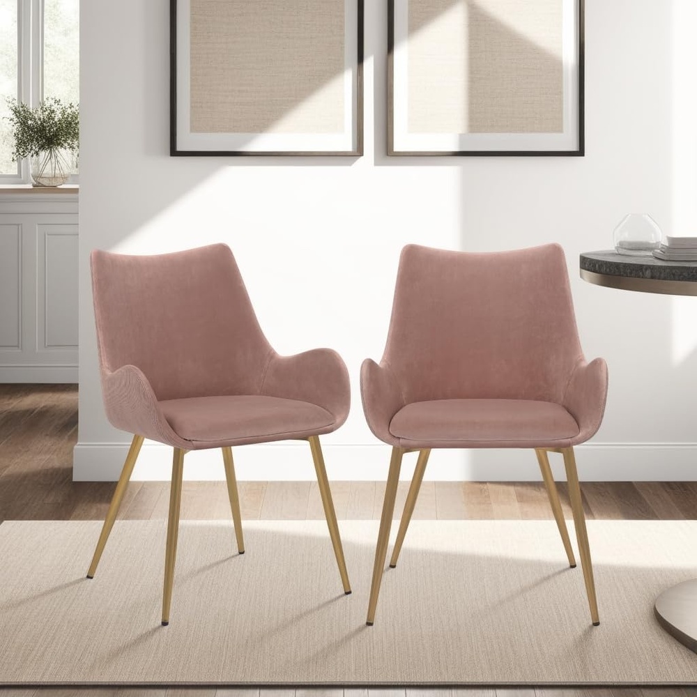 image:imageAvery Teal Fabric Dining Room Chair with Gold Legs Set of 3Pink