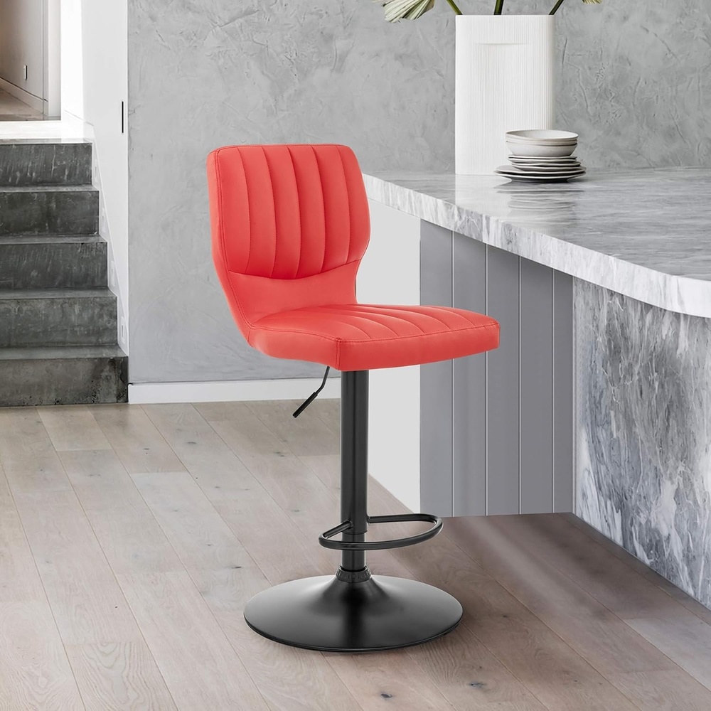 image:imageBardot Adjustable Height Red Faux Leather Swivel Bar Stool Set of 2Red