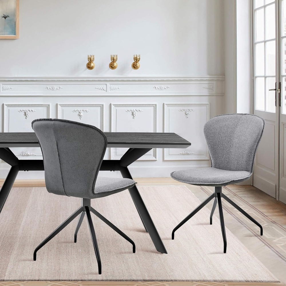 image:imagePetrie Dining Room Accent Chair in Gray Fabric and Faux Leather with Black Finish Set of 4Set of 4