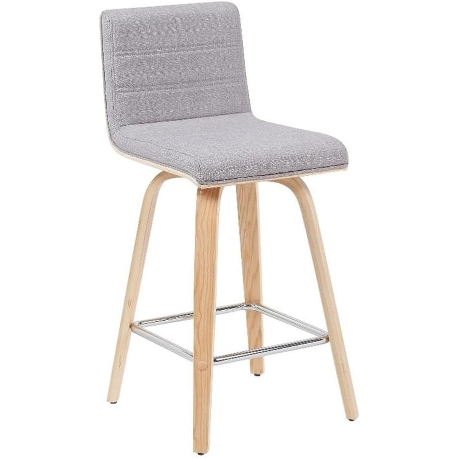 image:imageVienna 26 Swivel Counter Stool in Walnut Wood Finish with Brown Faux Leather Set of 2Gray FabricOak