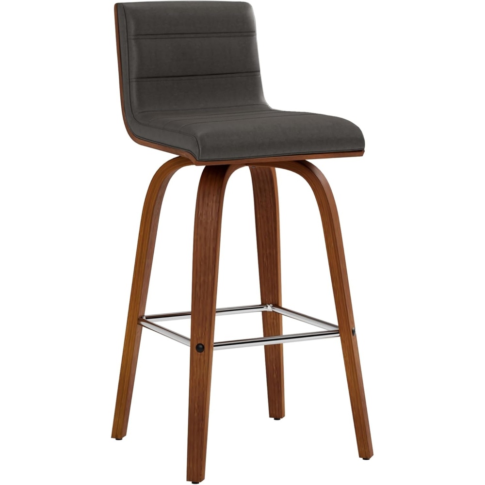 image:imageVienna 26 Swivel Counter Stool in Walnut Wood Finish with Brown Faux Leather Set of 2Gray Faux LeatherWalnut
