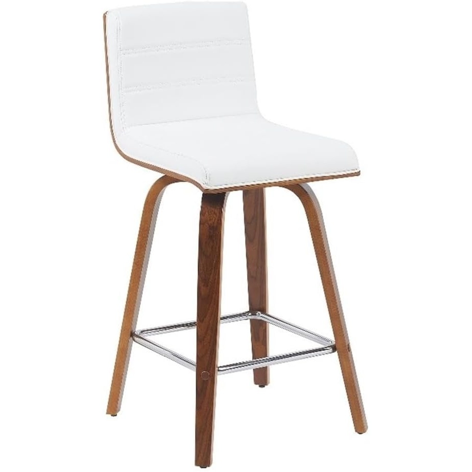 image:imageVienna 26 Swivel Counter Stool in Walnut Wood Finish with Brown Faux Leather Set of 2White Faux LeatherWalnut