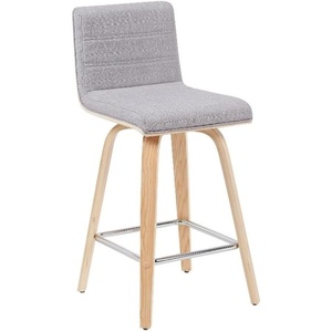 Vienna 26″ Swivel Counter Stool in Walnut Wood Finish with Brown Faux Leather – Set of 2(Gray Fabric/Oak)