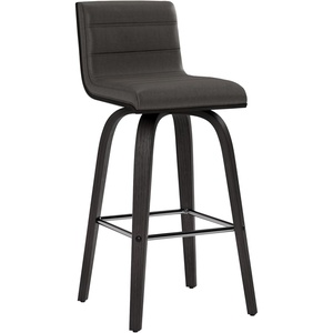 Vienna 26″ Swivel Counter Stool in Walnut Wood Finish with Brown Faux Leather – Set of 2(Gray Faux Leather/Black)
