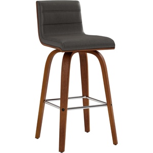 Vienna 26″ Swivel Counter Stool in Walnut Wood Finish with Brown Faux Leather – Set of 2(Gray Faux Leather/Walnut)
