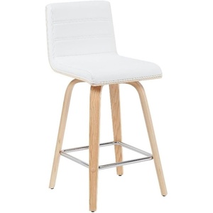 Vienna 26″ Swivel Counter Stool in Walnut Wood Finish with Brown Faux Leather – Set of 2(White Faux Leather/Oak)