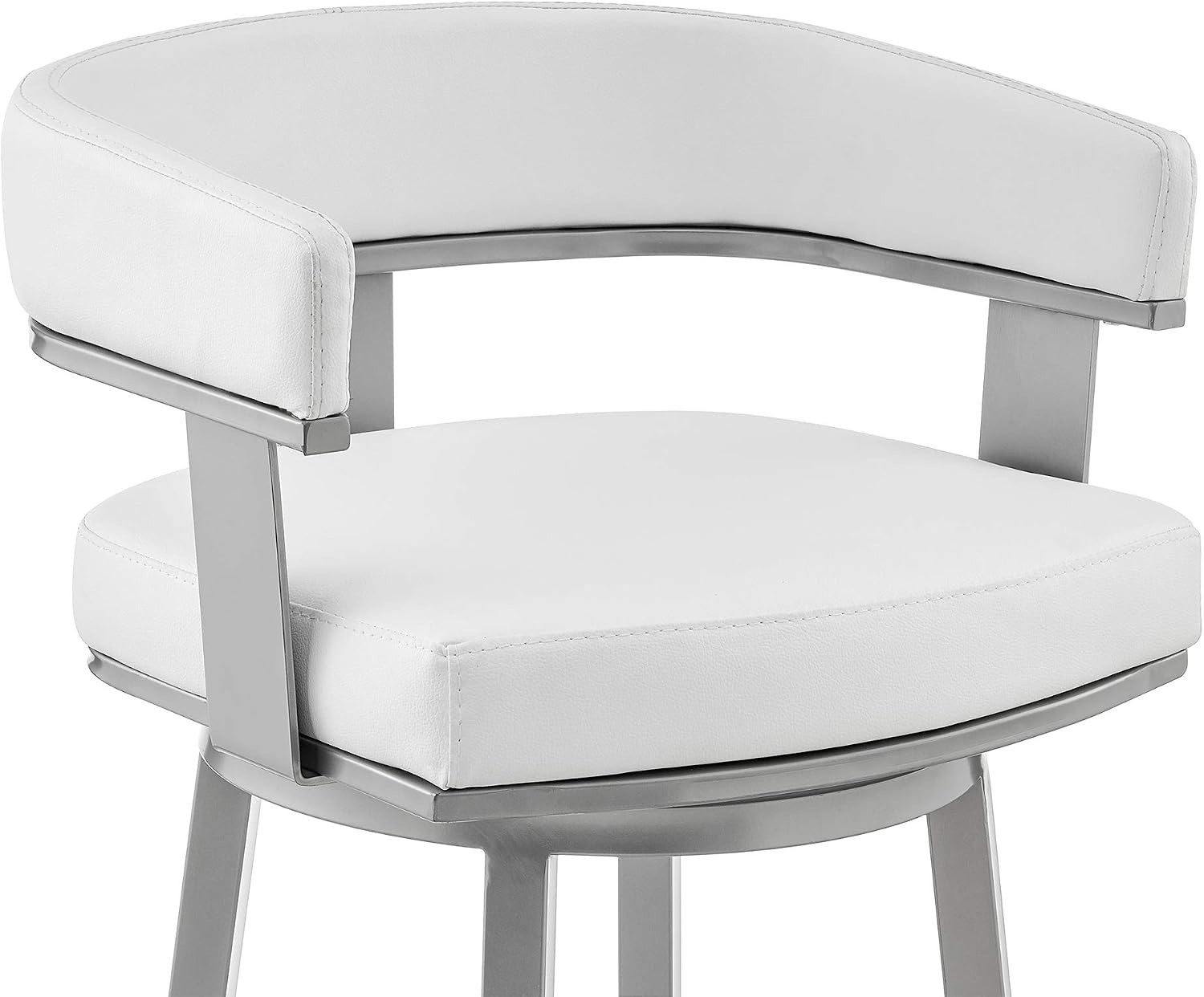 image:imageArmen Living Cohen 30 Bar Height Swivel Bar Stool in Silver Finish with White Faux Leather
