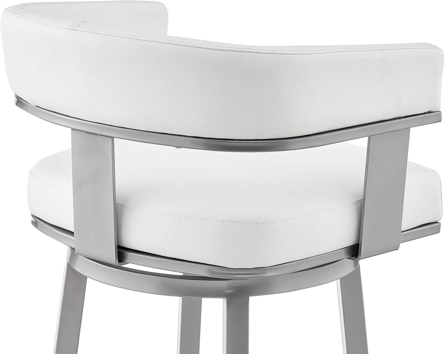 image:imageArmen Living Cohen 30 Bar Height Swivel Bar Stool in Silver Finish with White Faux Leather