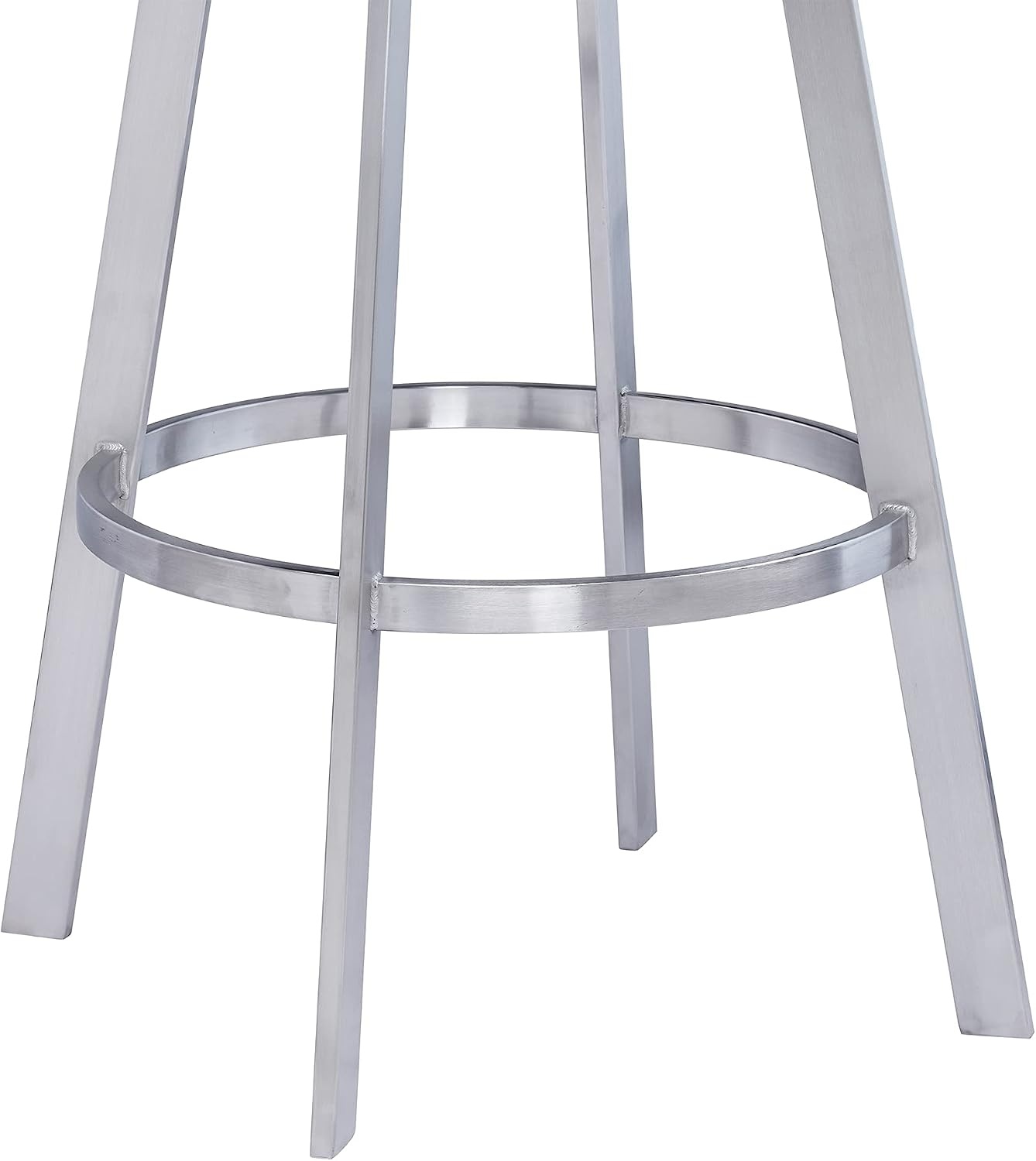 image:imageSaturn 26 Swivel Counter Stool with Gold Brushed Stainless Steel and White Faux Leather Set of 2BlackBrushed Stainless Steel