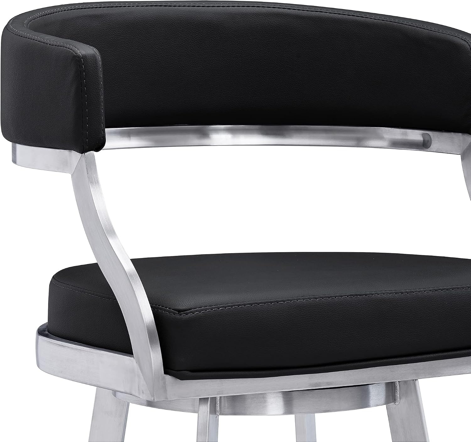 image:imageSaturn 26 Swivel Counter Stool with Gold Brushed Stainless Steel and White Faux Leather Set of 2BlackBrushed Stainless Steel
