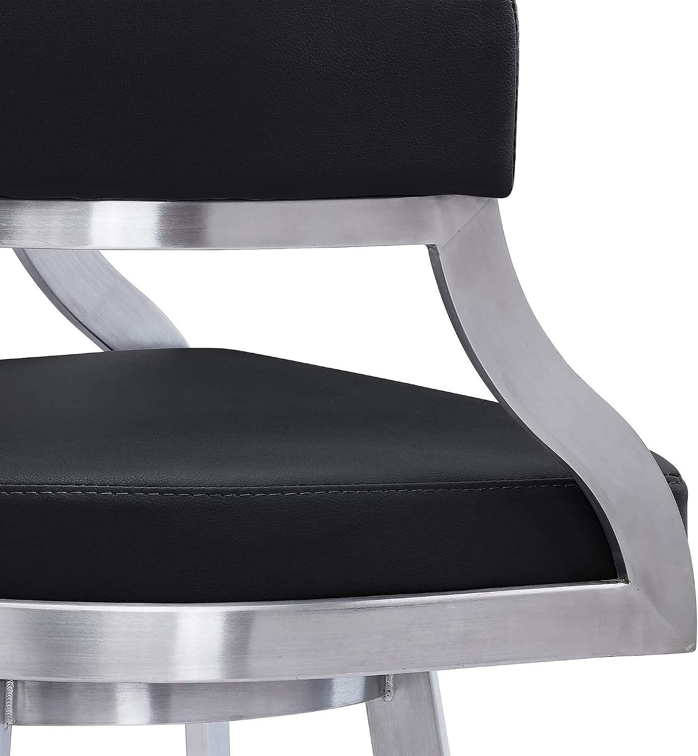 image:imageSaturn 26 Swivel Counter Stool with Gold Brushed Stainless Steel and White Faux Leather Set of 2BlackBrushed Stainless Steel