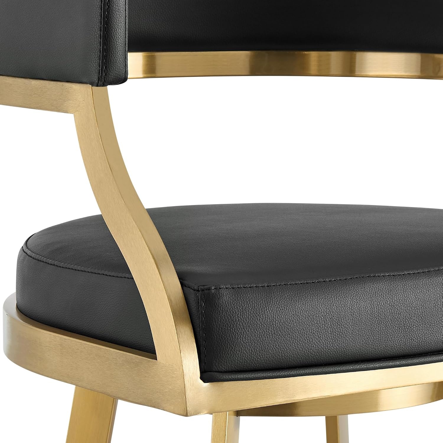 image:imageSaturn 26 Swivel Counter Stool with Gold Brushed Stainless Steel and White Faux Leather Set of 2BlackGold