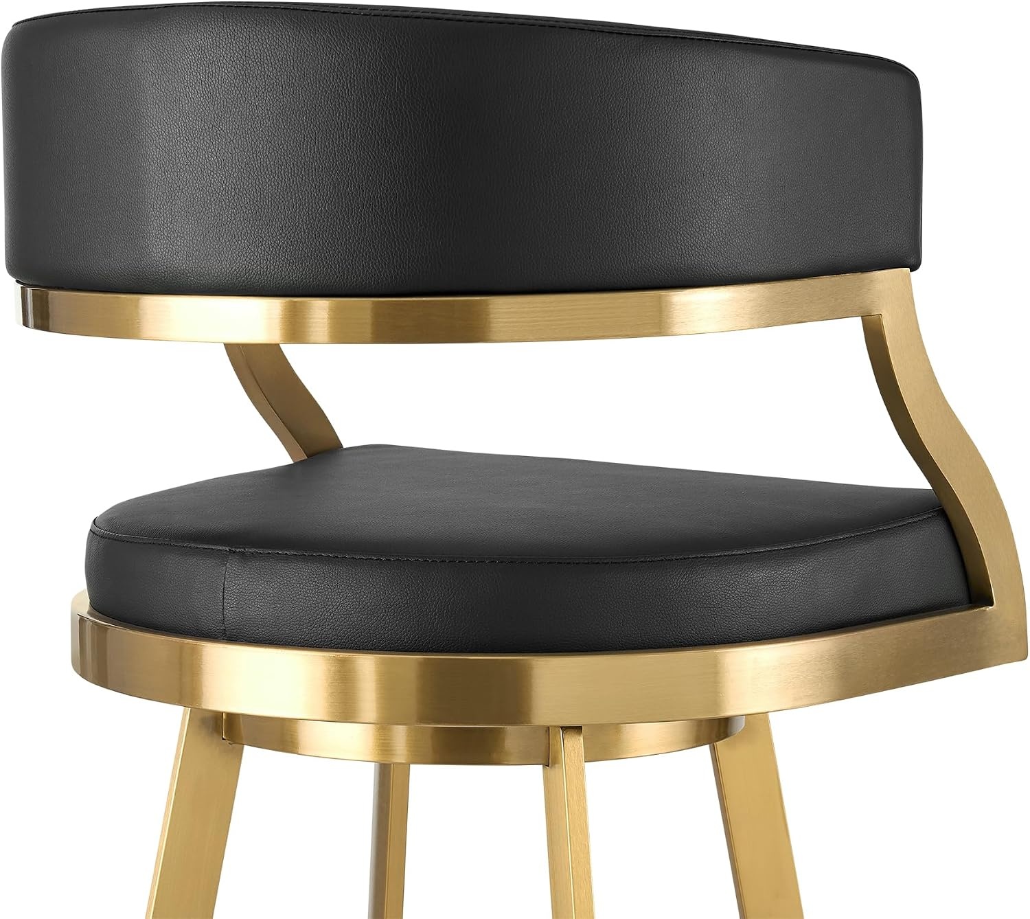 image:imageSaturn 26 Swivel Counter Stool with Gold Brushed Stainless Steel and White Faux Leather Set of 2BlackGold
