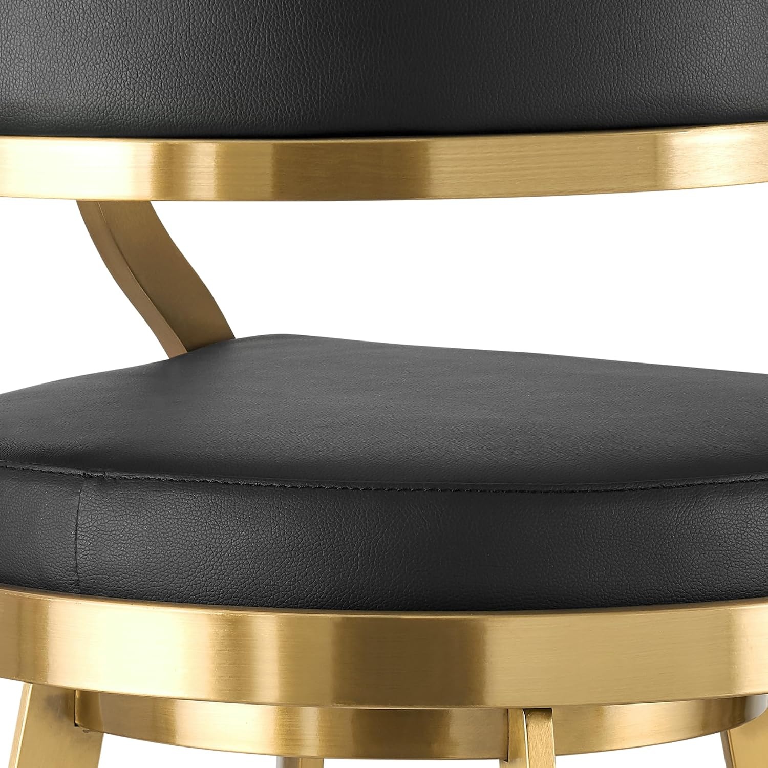 image:imageSaturn 26 Swivel Counter Stool with Gold Brushed Stainless Steel and White Faux Leather Set of 2BlackGold