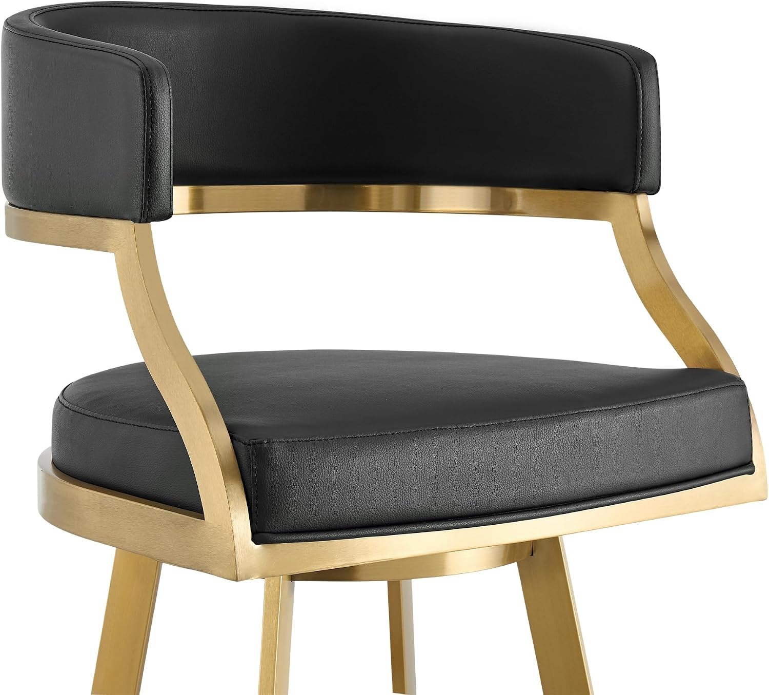 image:imageSaturn 26 Swivel Counter Stool with Gold Brushed Stainless Steel and White Faux Leather Set of 2BlackGold