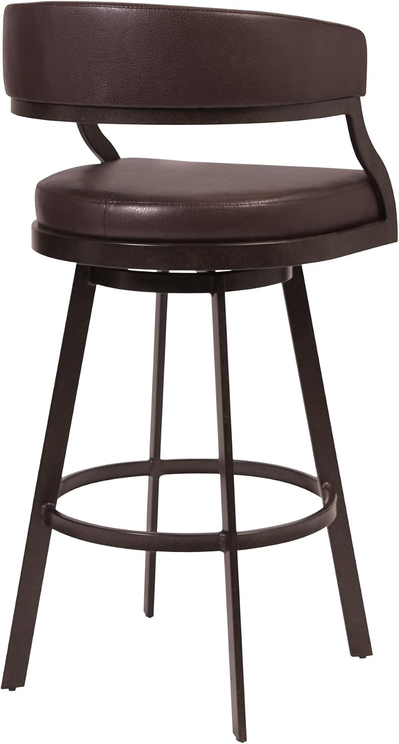 image:imageSaturn 26 Swivel Counter Stool with Gold Brushed Stainless Steel and White Faux Leather Set of 2Ford Brown