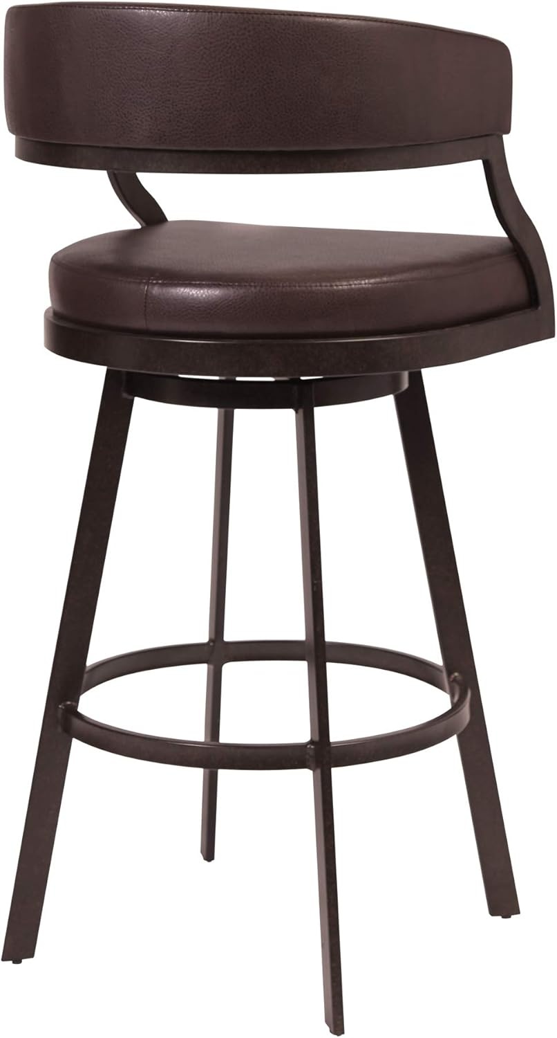 image:imageSaturn 26 Swivel Counter Stool with Gold Brushed Stainless Steel and White Faux Leather Set of 2Ford Brown