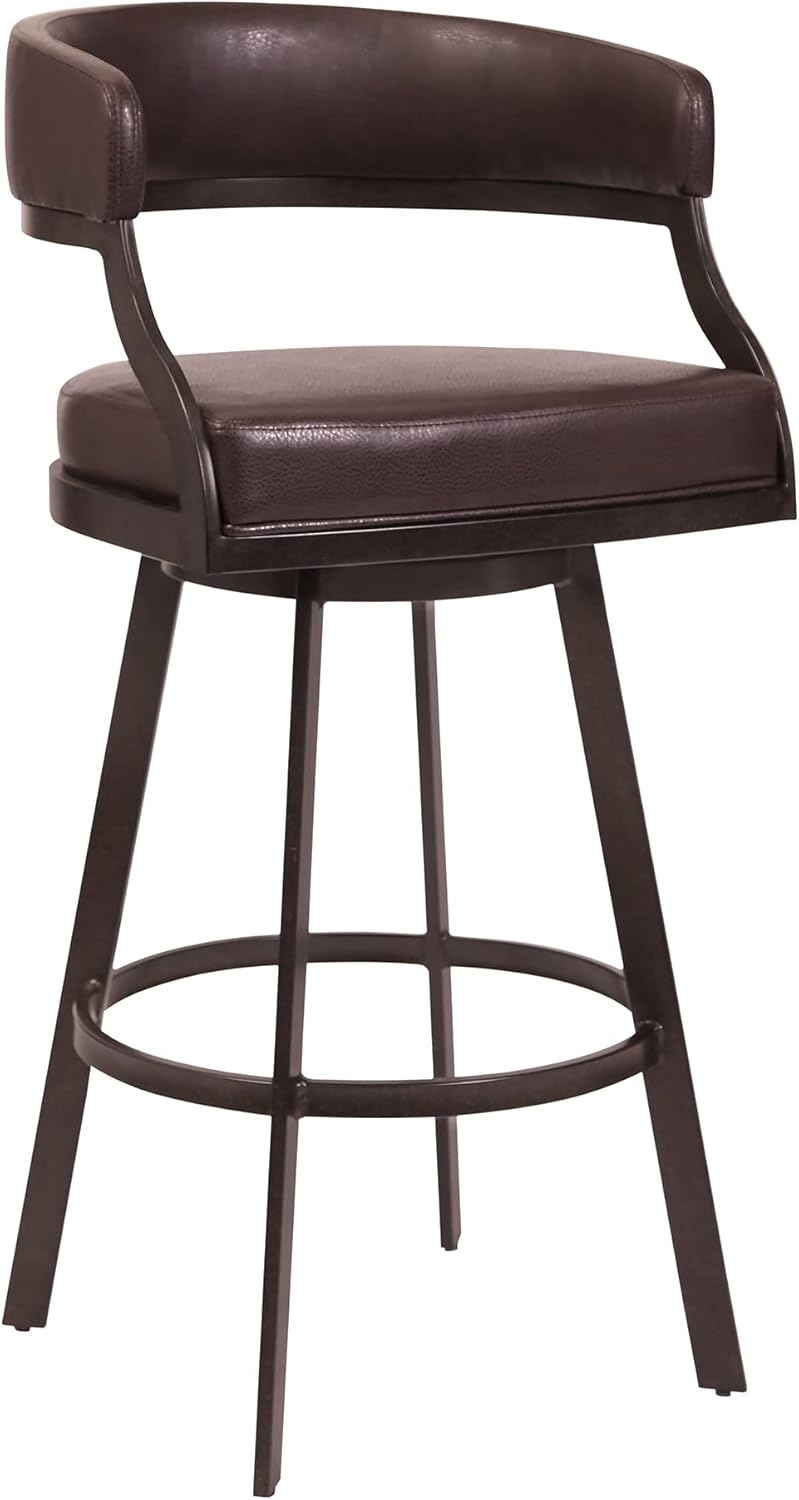 image:imageSaturn 26 Swivel Counter Stool with Gold Brushed Stainless Steel and White Faux Leather Set of 2Ford Brown