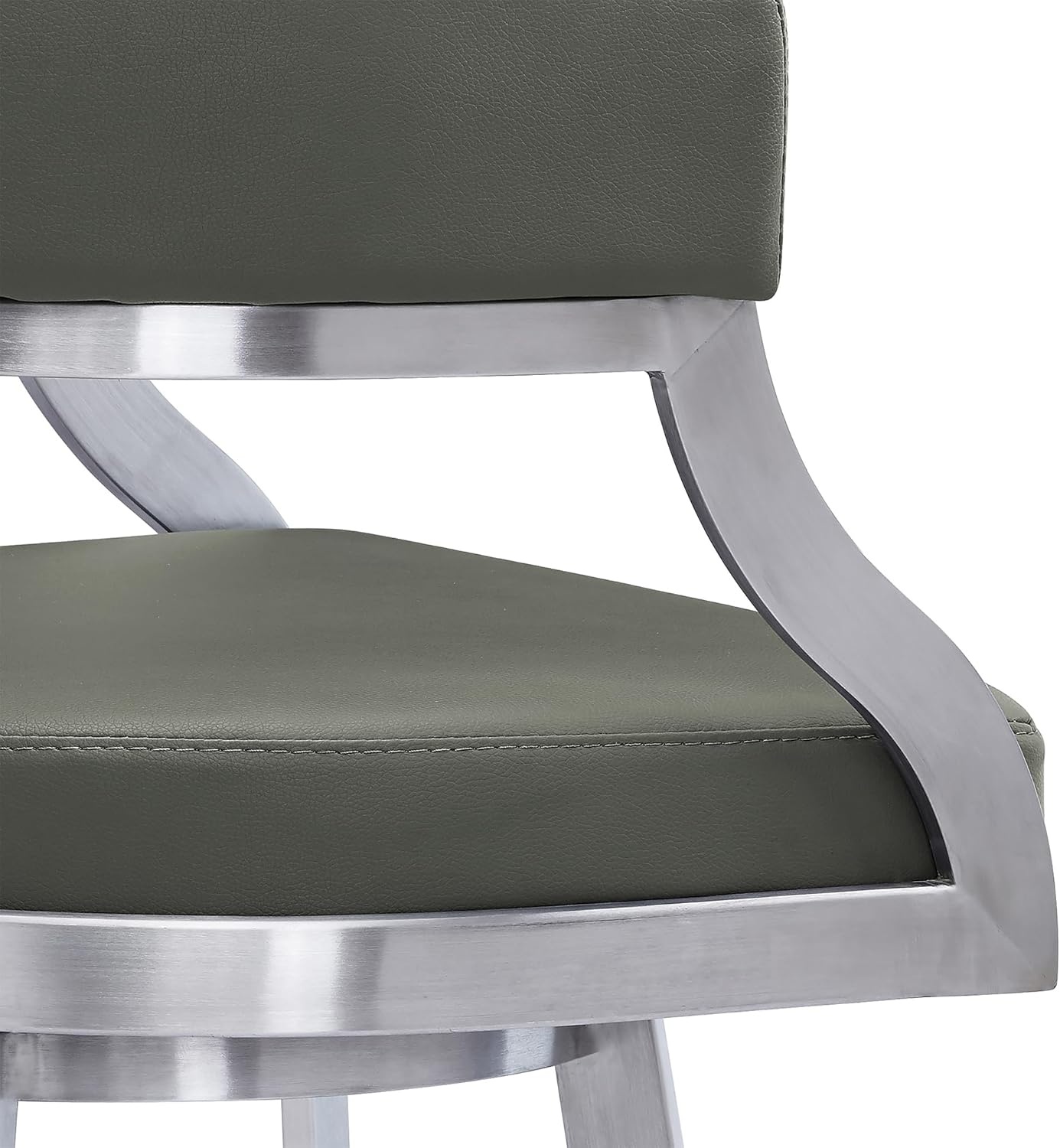 image:imageSaturn 26 Swivel Counter Stool with Gold Brushed Stainless Steel and White Faux Leather Set of 2Grey