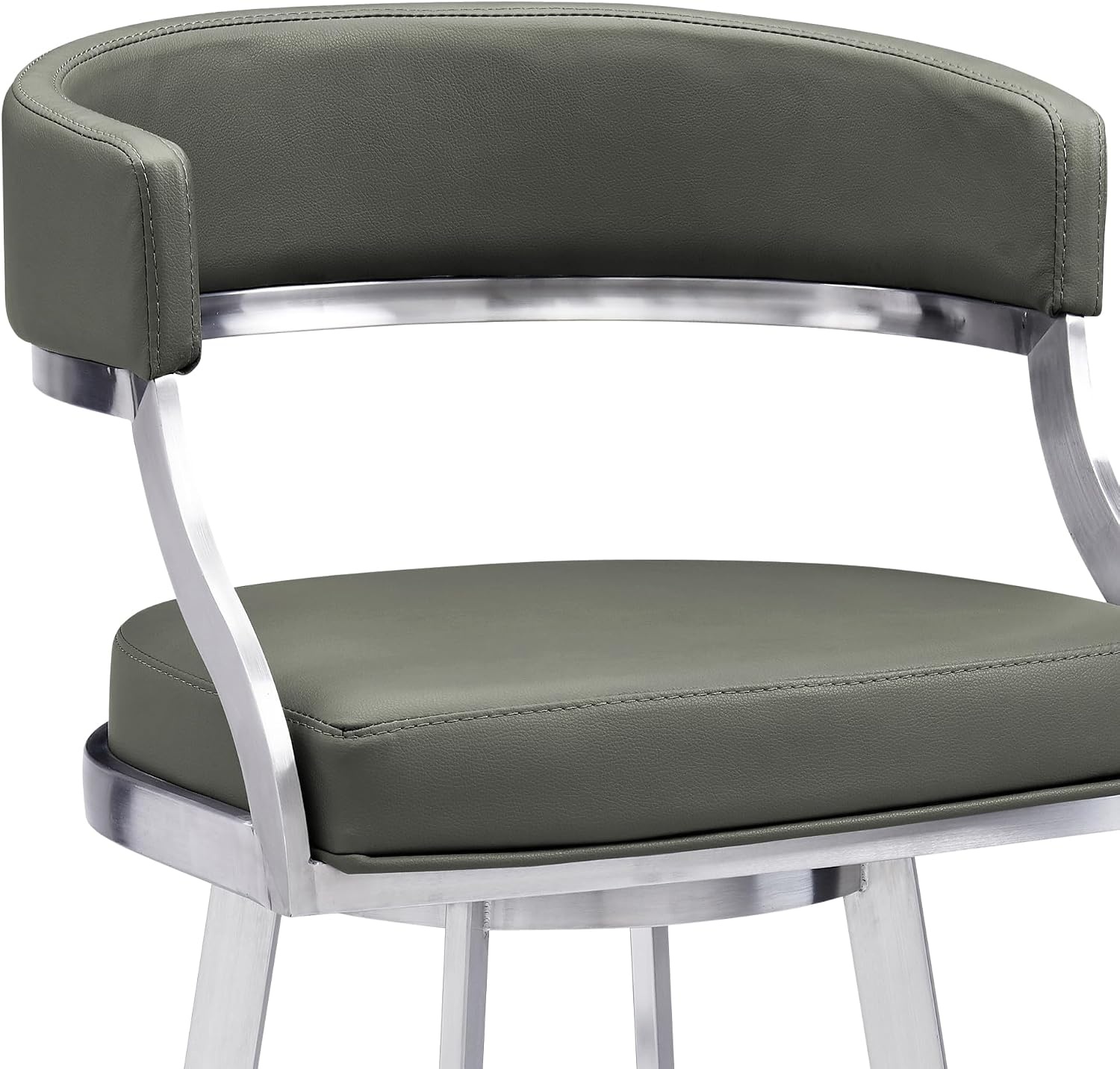 image:imageSaturn 26 Swivel Counter Stool with Gold Brushed Stainless Steel and White Faux Leather Set of 2Grey