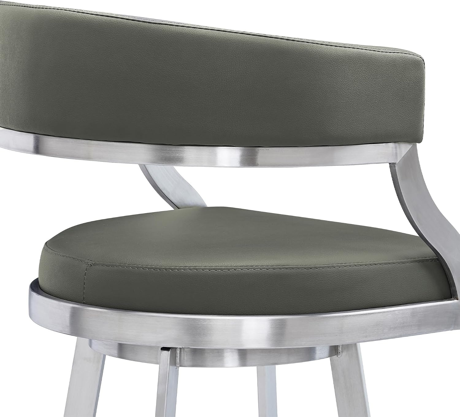 image:imageSaturn 26 Swivel Counter Stool with Gold Brushed Stainless Steel and White Faux Leather Set of 2Grey