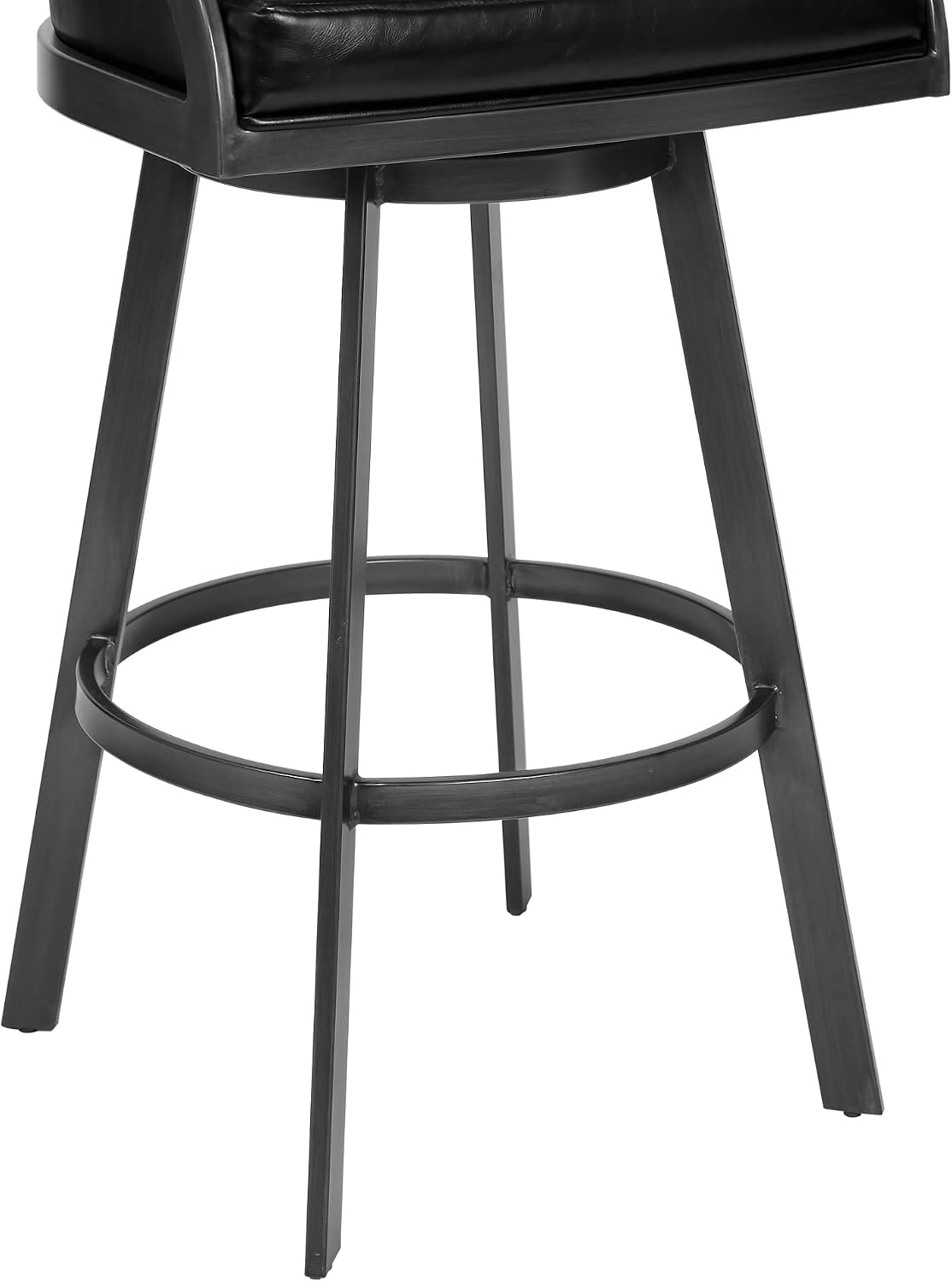 image:imageSaturn 26 Swivel Counter Stool with Gold Brushed Stainless Steel and White Faux Leather Set of 2Vintage Black