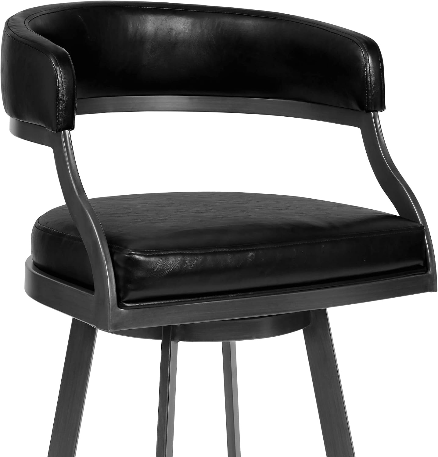 image:imageSaturn 26 Swivel Counter Stool with Gold Brushed Stainless Steel and White Faux Leather Set of 2Vintage Black