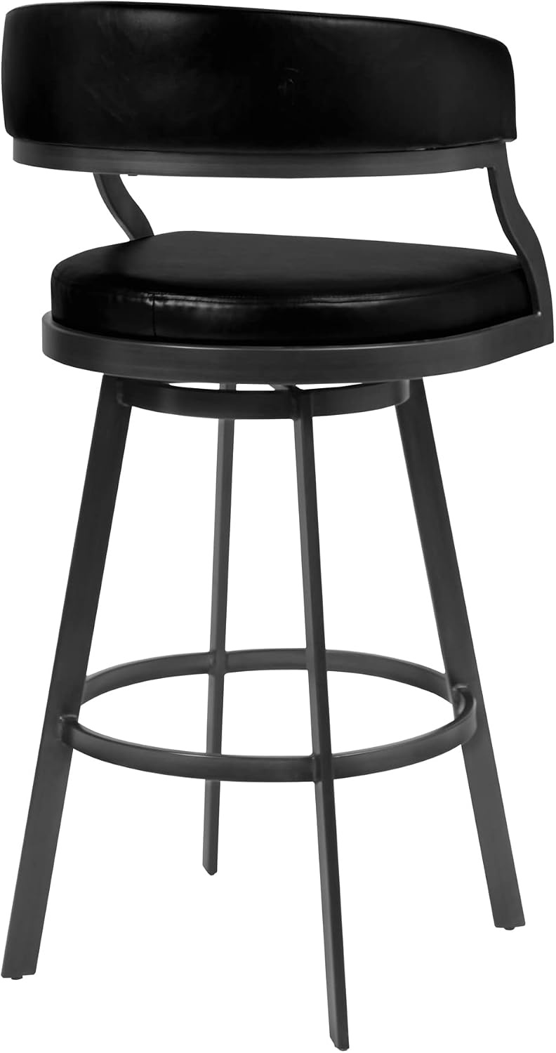 image:imageSaturn 26 Swivel Counter Stool with Gold Brushed Stainless Steel and White Faux Leather Set of 2Vintage Black