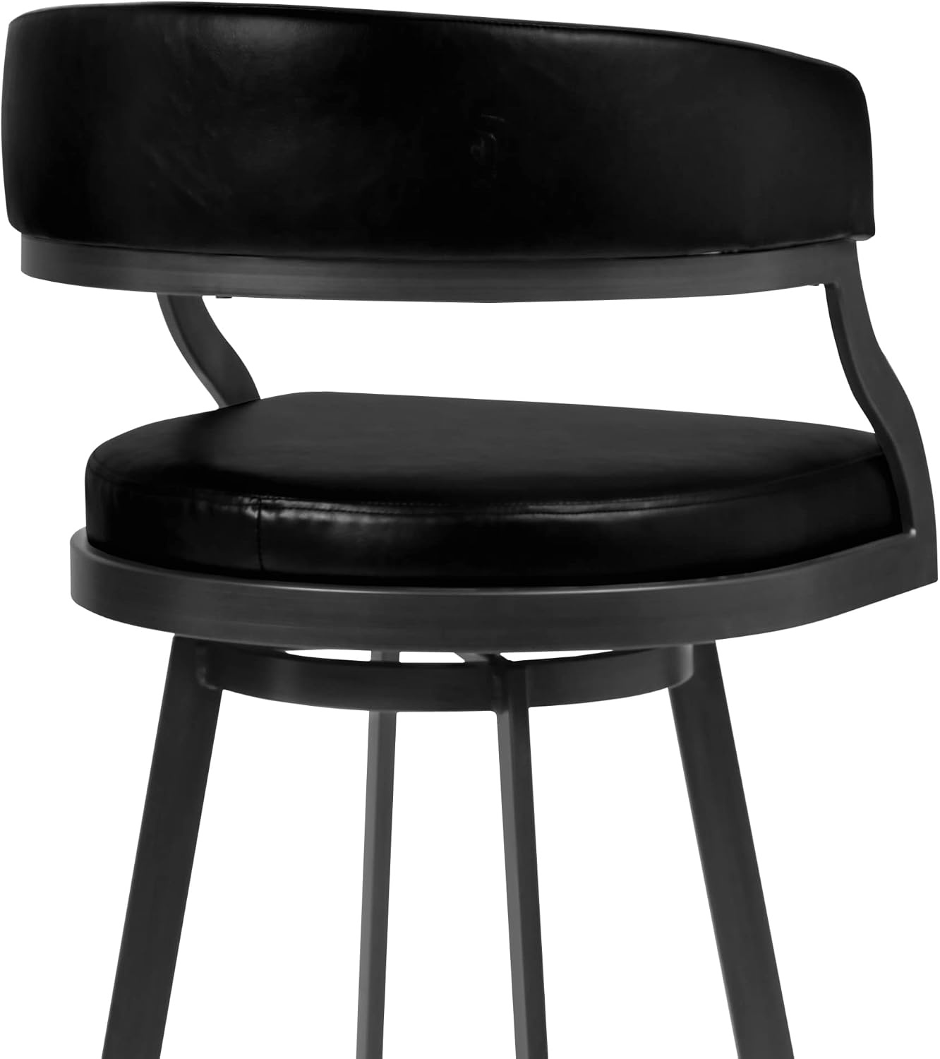 image:imageSaturn 26 Swivel Counter Stool with Gold Brushed Stainless Steel and White Faux Leather Set of 2Vintage Black