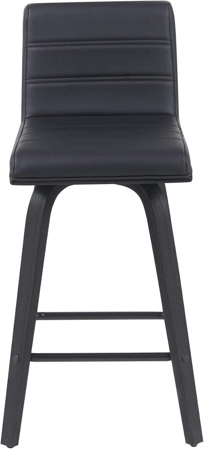 image:imageVienna Modern Counter Height Swivel Bar Stool with Snow White Faux Leather Seat and Walnut Finished Wood Frame Set of 4Black Faux LeatherBlack