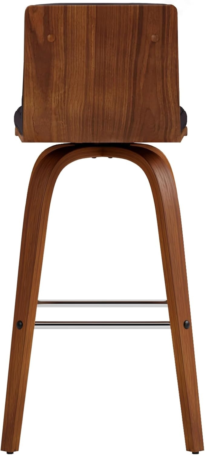 image:imageVienna Modern Counter Height Swivel Bar Stool with Snow White Faux Leather Seat and Walnut Finished Wood Frame Set of 4Brown Faux LeatherWalnut