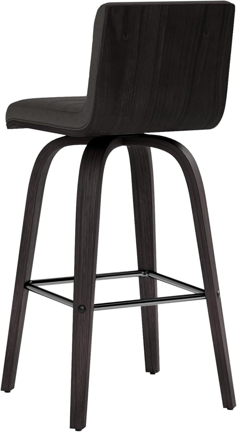 image:imageVienna Modern Counter Height Swivel Bar Stool with Snow White Faux Leather Seat and Walnut Finished Wood Frame Set of 4Gray Faux LeatherBlack
