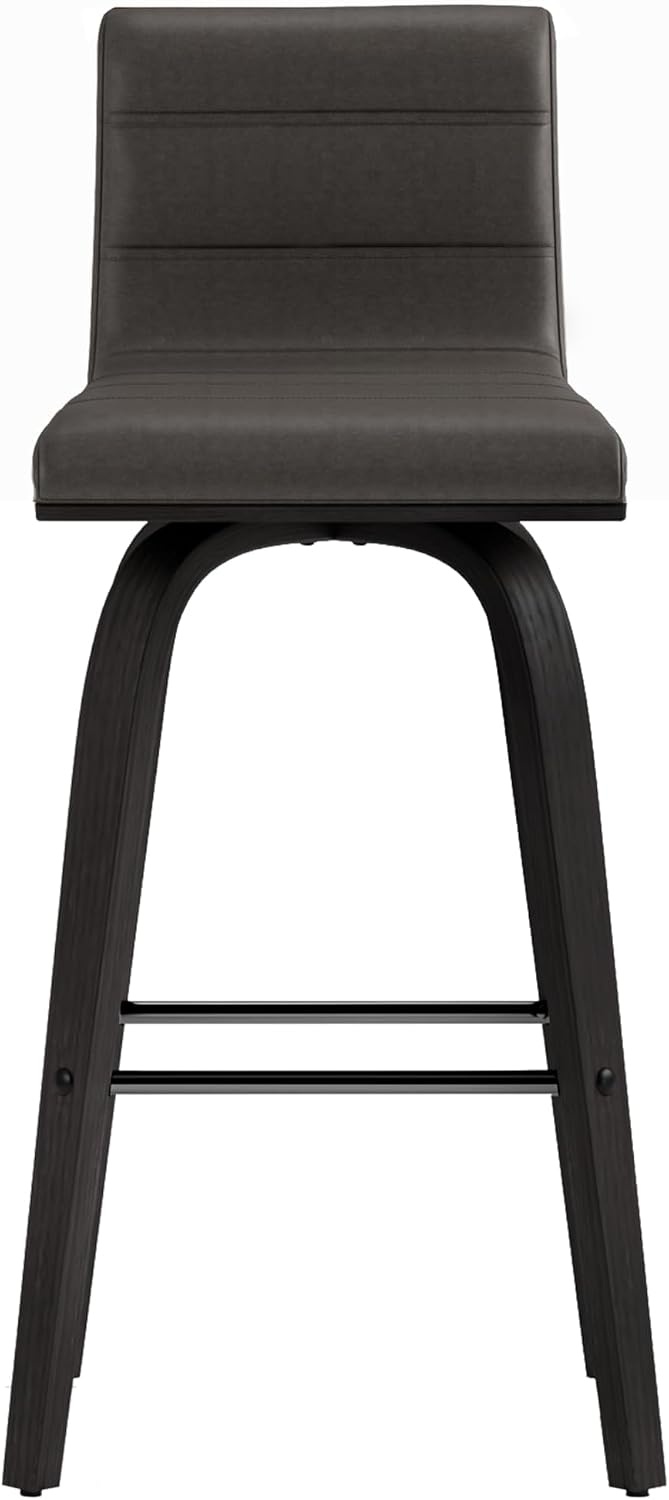 image:imageVienna Modern Counter Height Swivel Bar Stool with Snow White Faux Leather Seat and Walnut Finished Wood Frame Set of 4Gray Faux LeatherBlack