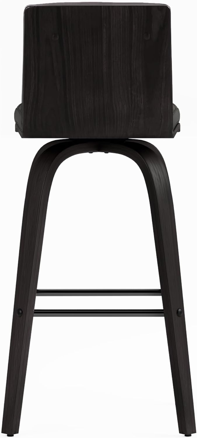 image:imageVienna Modern Counter Height Swivel Bar Stool with Snow White Faux Leather Seat and Walnut Finished Wood Frame Set of 4Gray Faux LeatherBlack