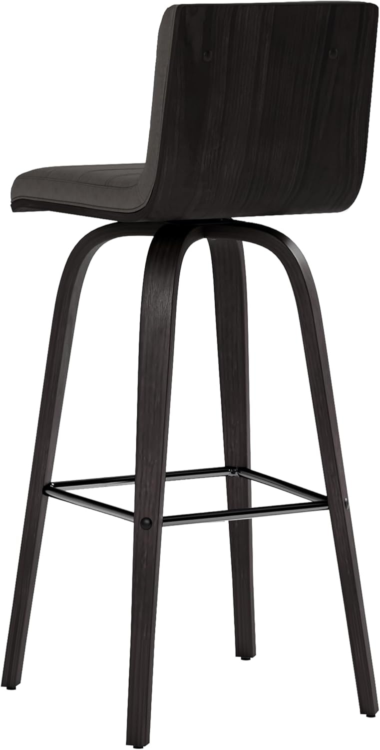 image:imageVienna Modern Counter Height Swivel Bar Stool with Snow White Faux Leather Seat and Walnut Finished Wood Frame Set of 4Gray Faux LeatherBlack