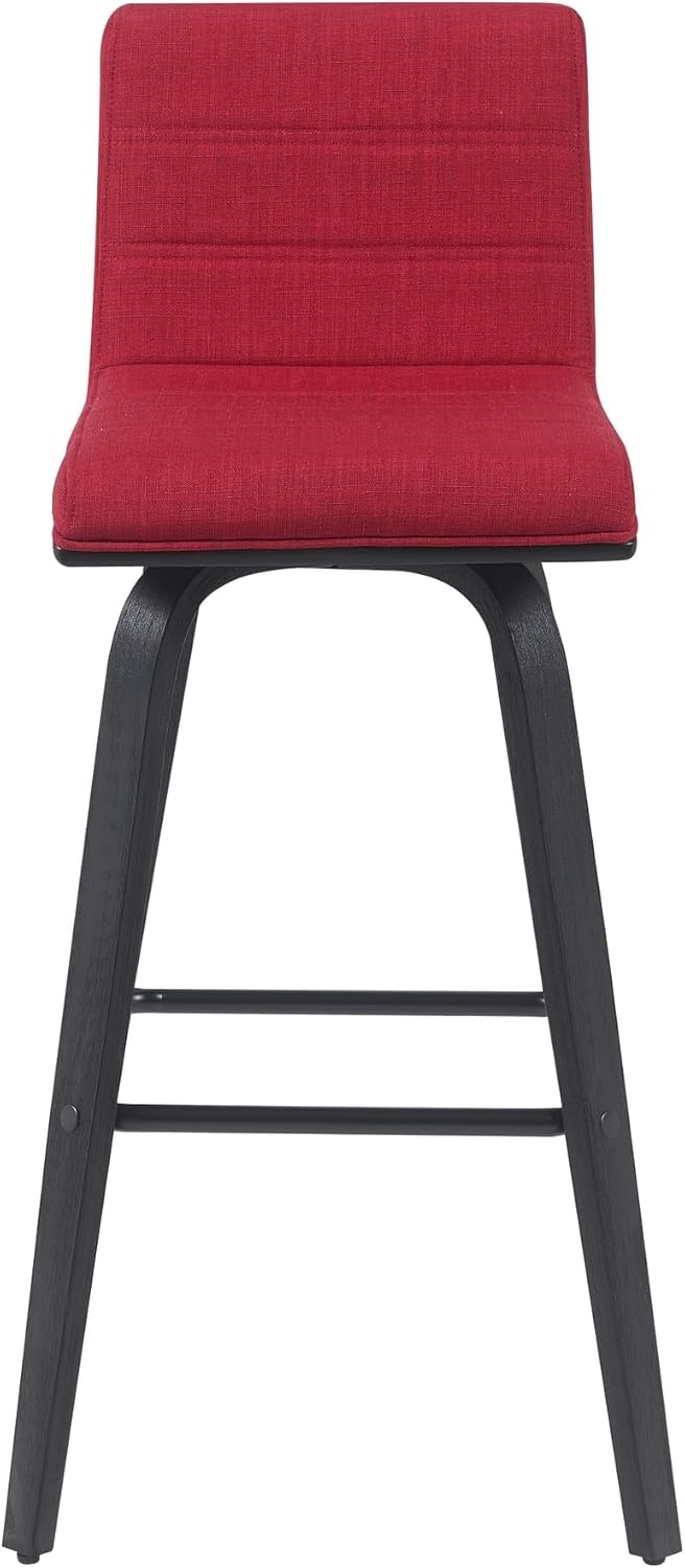 image:imageVienna Modern Counter Height Swivel Bar Stool with Snow White Faux Leather Seat and Walnut Finished Wood Frame Set of 4Red FabricBlack
