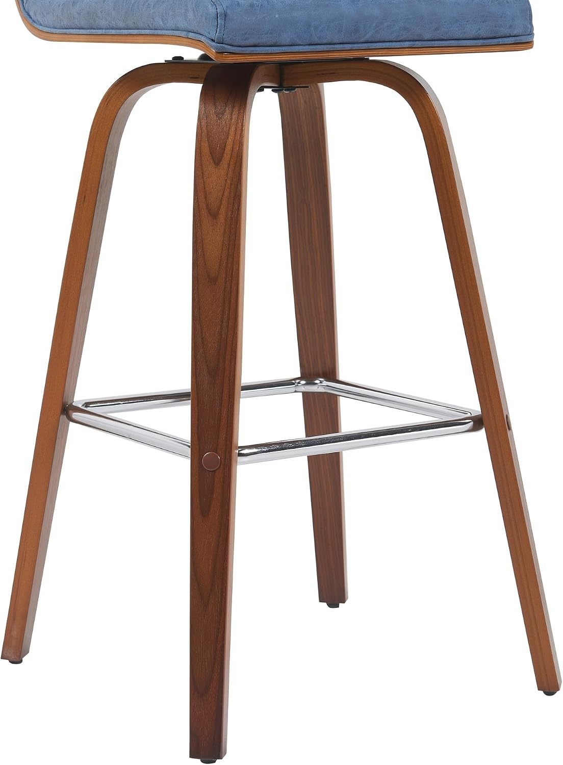 image:imageVienna Modern Counter Height Swivel Bar Stool with Snow White Faux Leather Seat and Walnut Finished Wood Frame Set of 4Vintage Blue Faux LeatherWalnut