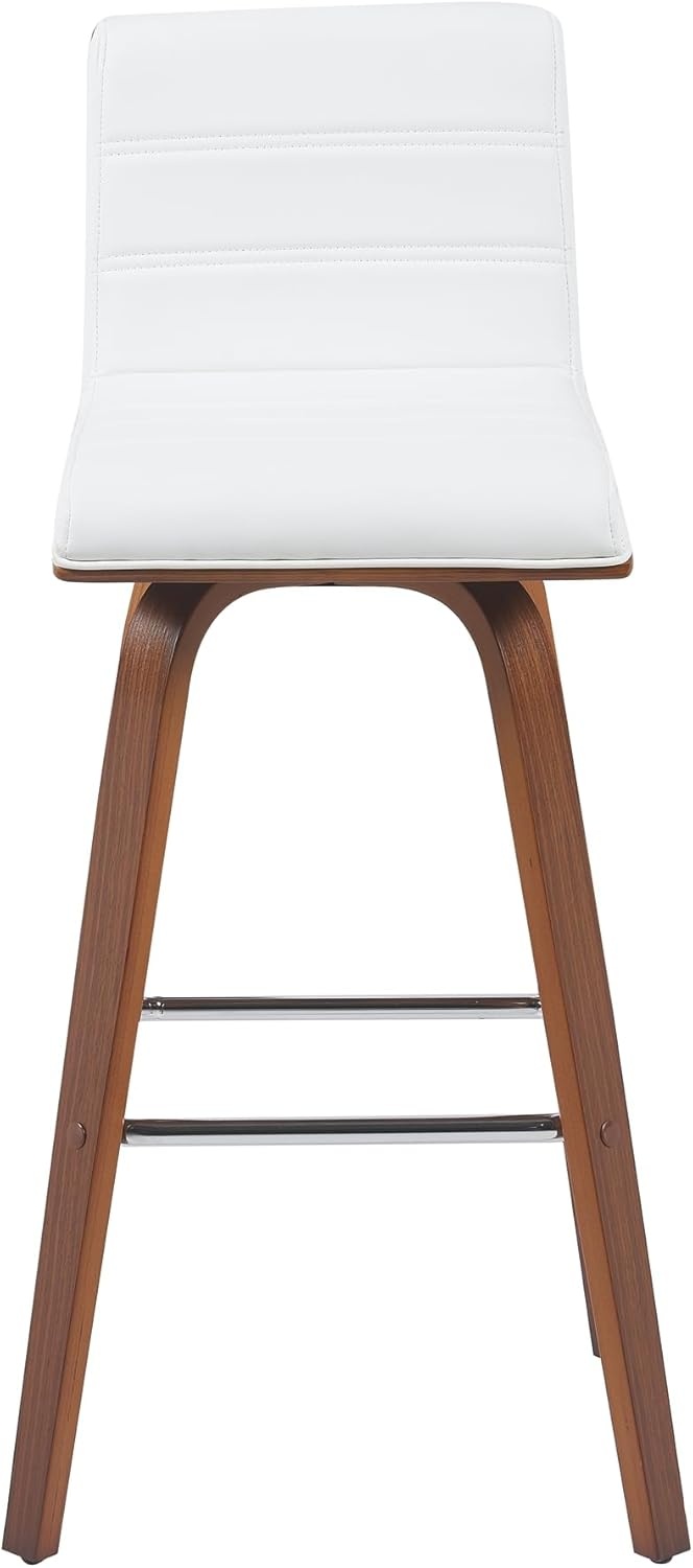 image:imageVienna Modern Counter Height Swivel Bar Stool with Snow White Faux Leather Seat and Walnut Finished Wood Frame Set of 4White Faux LeatherWalnut