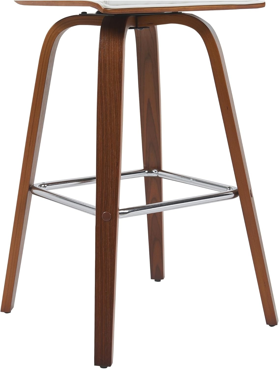 image:imageVienna Modern Counter Height Swivel Bar Stool with Snow White Faux Leather Seat and Walnut Finished Wood Frame Set of 4White Faux LeatherWalnut