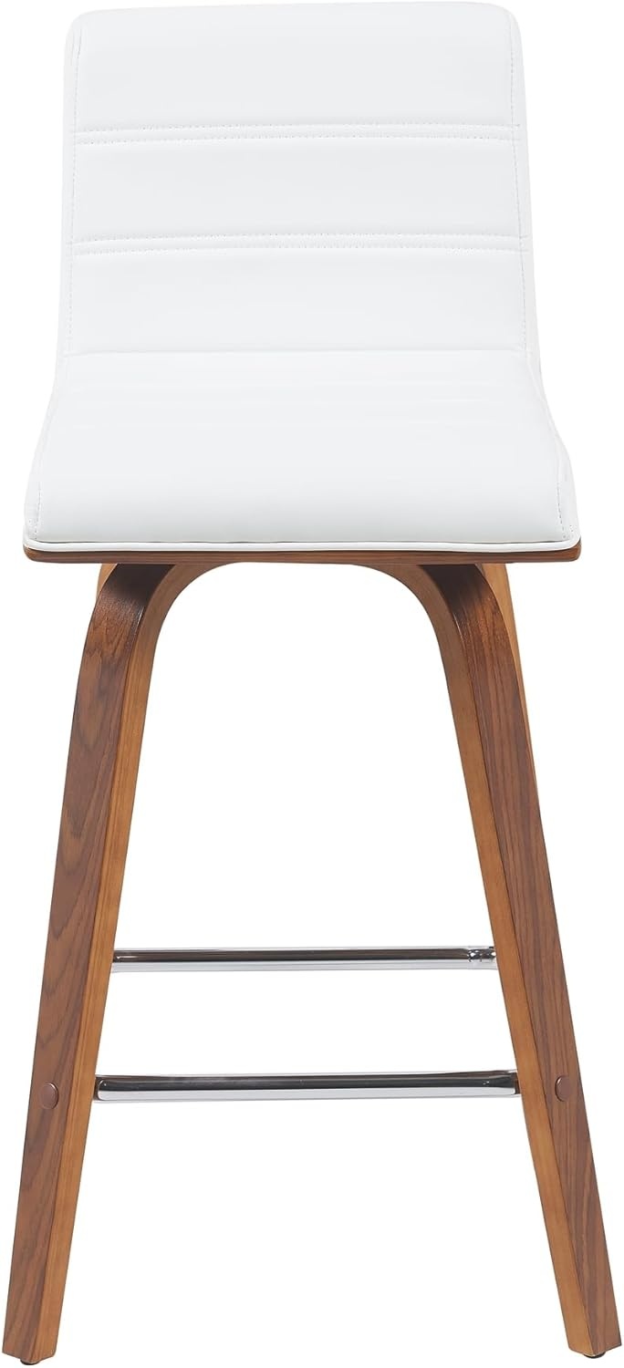 image:imageVienna Modern Counter Height Swivel Bar Stool with Snow White Faux Leather Seat and Walnut Finished Wood Frame Set of 4White Faux LeatherWalnut