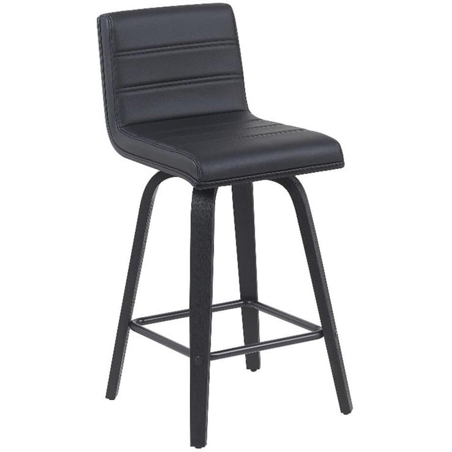 image:imageVienna Modern Counter Height Swivel Bar Stool with Snow White Faux Leather Seat and Walnut Finished Wood Frame Set of 4Black Faux LeatherBlack