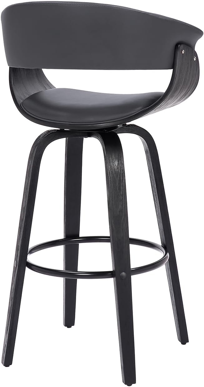 image:imageArmen Living Julyssa 26 Faux LeatherWood Swivel Counter Stool in GrayBlack