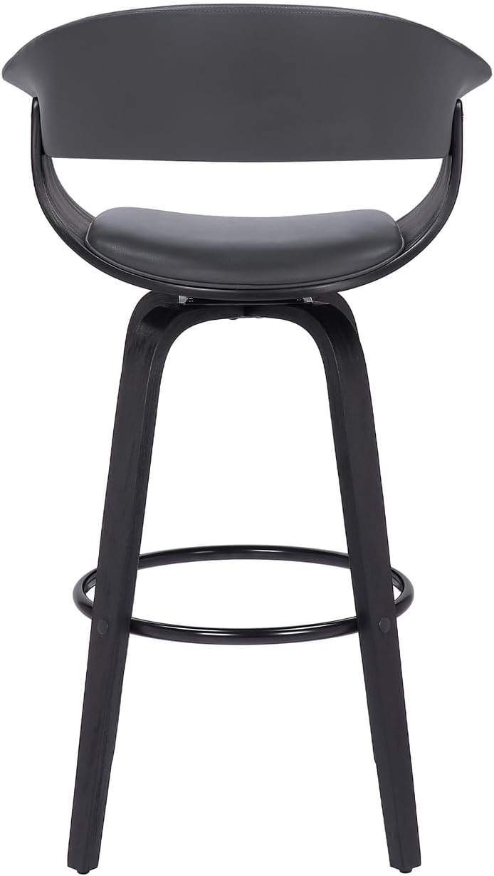 image:imageArmen Living Julyssa 26 Faux LeatherWood Swivel Counter Stool in GrayBlack