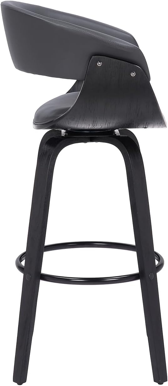image:imageArmen Living Julyssa 26 Faux LeatherWood Swivel Counter Stool in GrayBlack