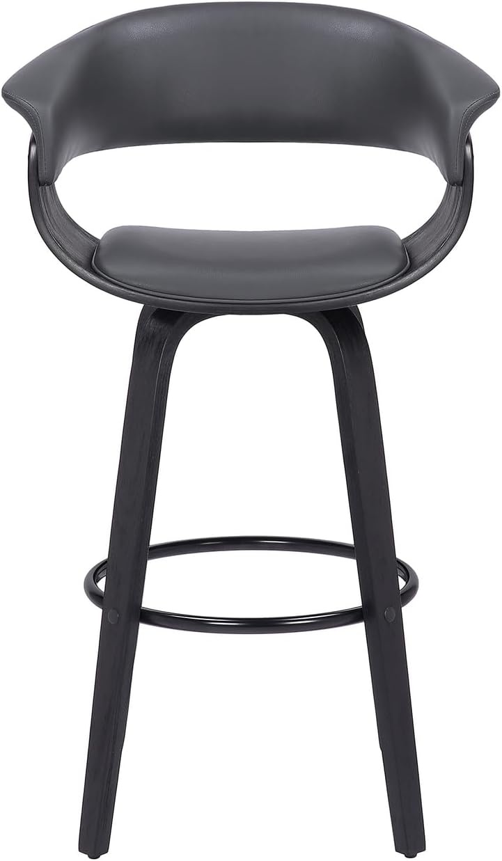 image:imageArmen Living Julyssa 26 Faux LeatherWood Swivel Counter Stool in GrayBlack
