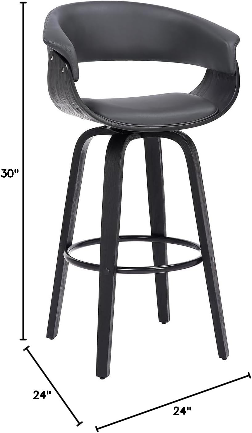 image:imageArmen Living Julyssa 26 Faux LeatherWood Swivel Counter Stool in GrayBlack
