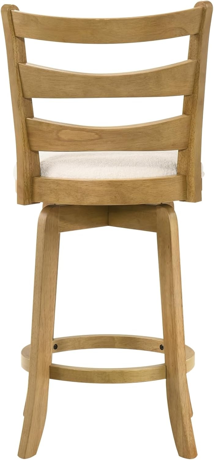 image:imageMelindra Modern Farmhouse Swivel Wood Counter Height Kitchen Bar Stool in Putty Brown Finish with White Boucle Fabric Upholstered Seat Set of 3WhiteAmber Glow