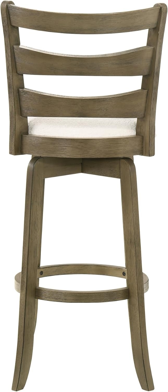 image:imageMelindra Modern Farmhouse Swivel Wood Counter Height Kitchen Bar Stool in Putty Brown Finish with White Boucle Fabric Upholstered Seat Set of 3WhitePutty Brown