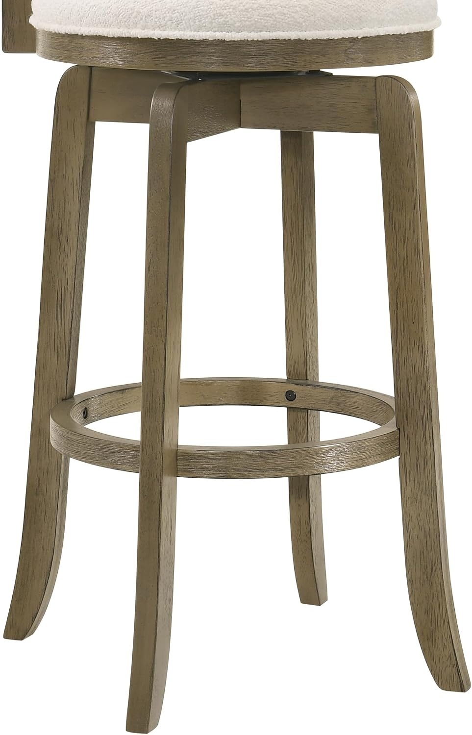 image:imageMelindra Modern Farmhouse Swivel Wood Counter Height Kitchen Bar Stool in Putty Brown Finish with White Boucle Fabric Upholstered Seat Set of 3WhitePutty Brown